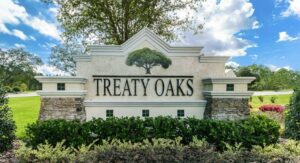 Treaty Oaks Entrance Sign
