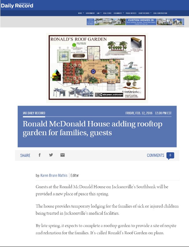 Ronald McDonald House adding Rooftop garden for families, guests